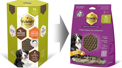 Yummy Combs Dog Dental Treats – Vet VOHC Approved – Delicious Chicken Protein – Removes Tartar with Cleaning Comb Shape – Dental Dog Treats for Extra Large Dogs (12oz, 6 Count)