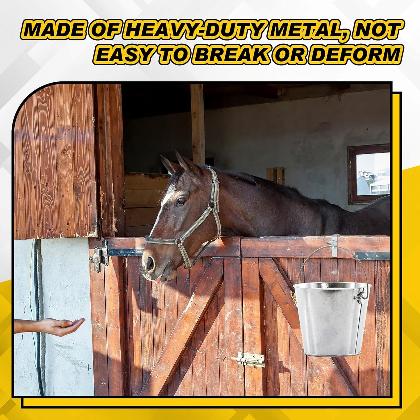 4 Pcs Horse Water Bucket Hook Portable Horse Bucket Hangers Removable Equestrian Stall Accessories Feeding Supplies Hang on Stall Walls or Doors