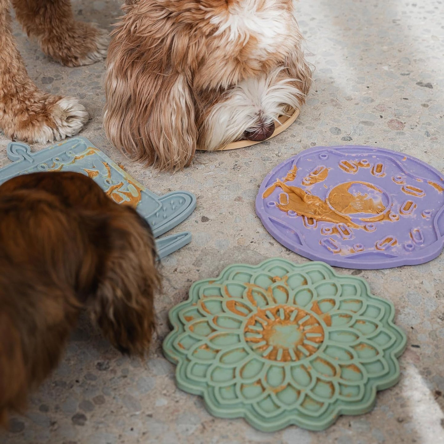 Enrichment Lick Mat: Lilac Donut Delight - Grooved Silicone Dog Feeding Dish, Spread Food Or Treats onto The Mat, Pet Soothing, Suction Back
