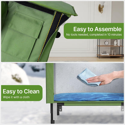 Heated Cat House for Outside - 32" Insulated Cat House Outdoor Weatherproof, Winter Outdoor Cat Shelter with Waterproof Eaves & Escape Door, Elevated Cat Shelter for Feral Stray Cat Kitty, XL