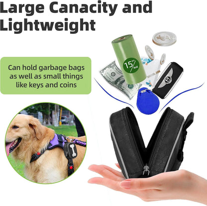 Dog Poop Bag Holder for Leash, Hands Free with Clip. Waterproof Dispenser Pouch for Dog Waste Bags, Treats & Essentials.
