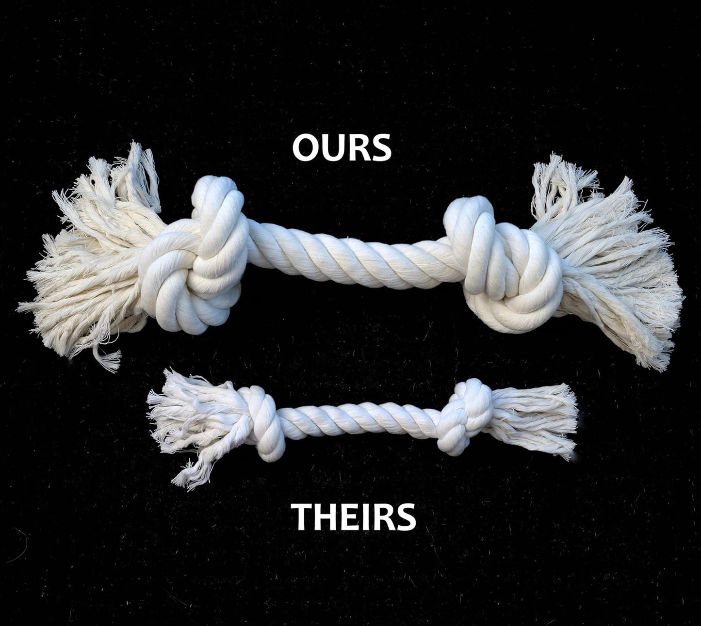 Big TUG Dog Toy. Heavy Duty Cotton Dog Toy, Made with Massive 1-1/2" Rope. White Double Knotted Tug Toy, Extra Large Size for Strong Dogs, Durable Braided Chew Rope with Frayed Ends.