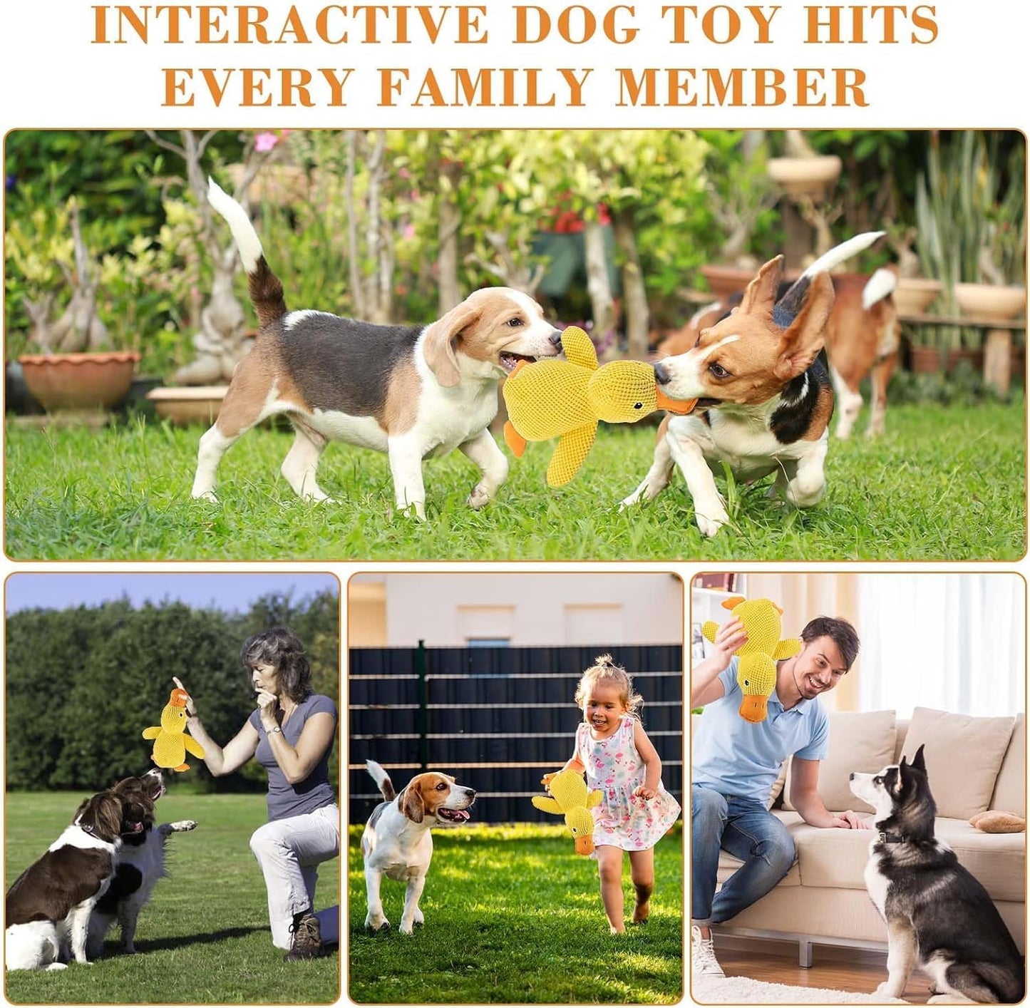 3 PCS Calming Emotional Support Yellow Duck Stuffed Dog Toy Calming Emotional Support Duck Stuffed Dog Toy (Green(S+M+L))