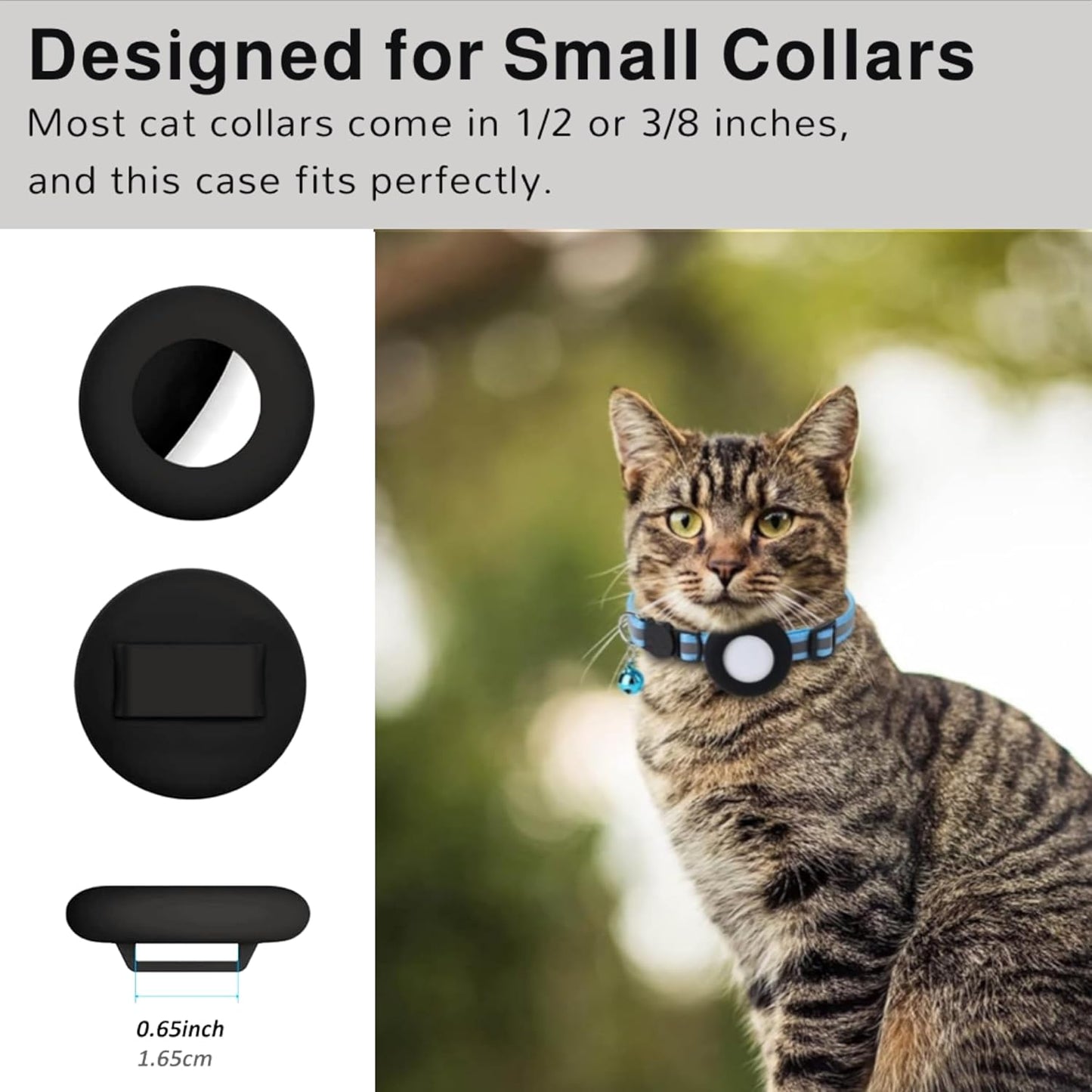 AirTag Holder for Cat Collar, Compatible with Apple Airtag GPS Tracker, Waterproof Case for Cat Dog Pet Collar Replacement Parts (2 Pack Black) AirTag not Included.
