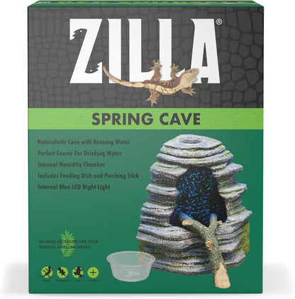 Zilla Spring Cave Décor with Blue LED, Rain Chamber, One Size, ECOM
