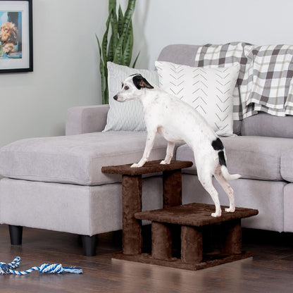 Furhaven Steady Paws Multi-Step Pet Stairs for High Beds & Sofas - Brown, 3-Step