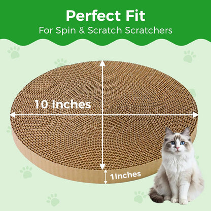 Round Cat Scratcher Refill, 10" Diameter Cat Scratching Board for Indoor Cats, Cardboard Cat Scratcher Pads，Double-Sided (1 PCS)