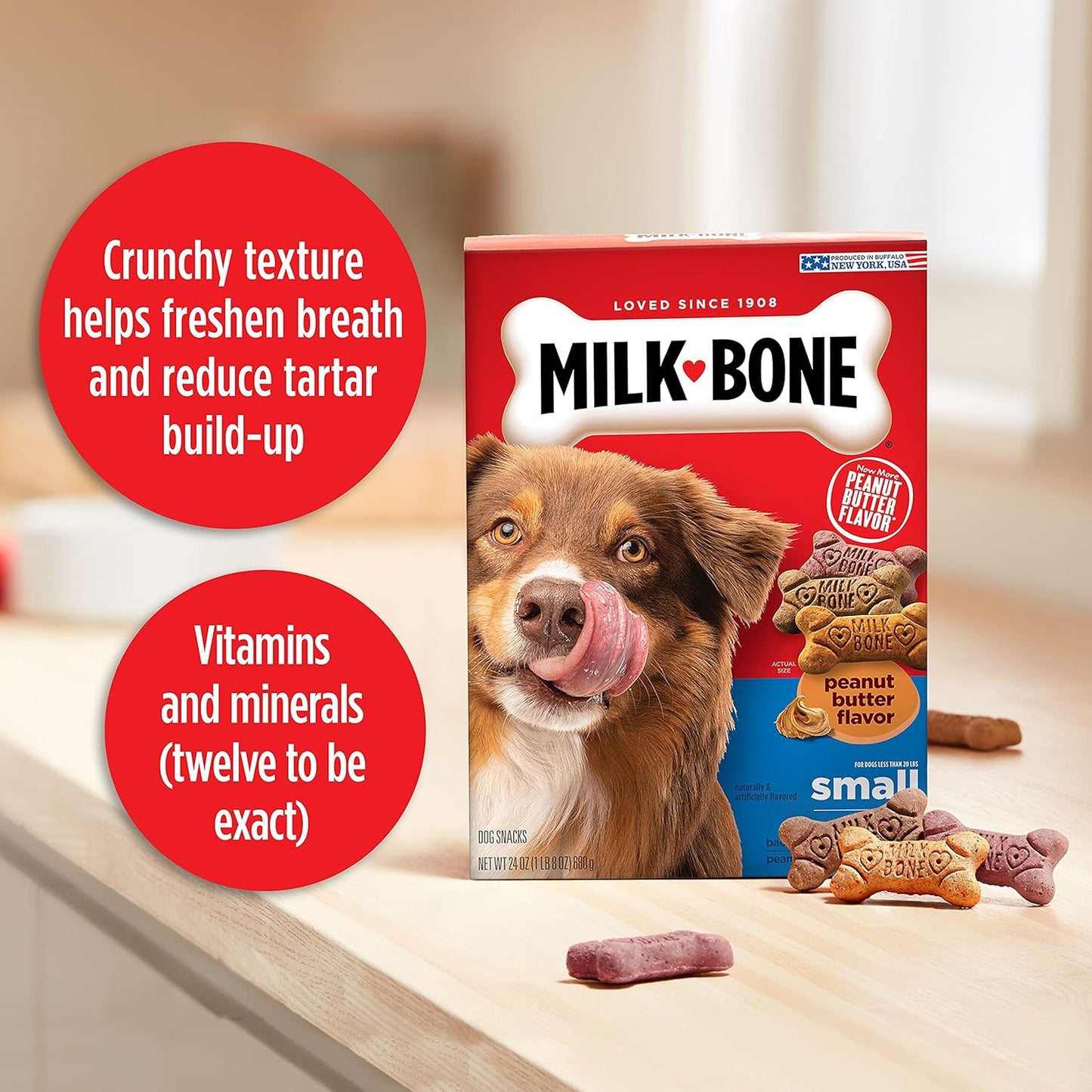 Milk-Bone Peanut Butter Flavor Naturally & Artificially Flavored Dog Biscuits - Crunchy Dog Treats - 7 Pounds (Packaging Design May Vary)