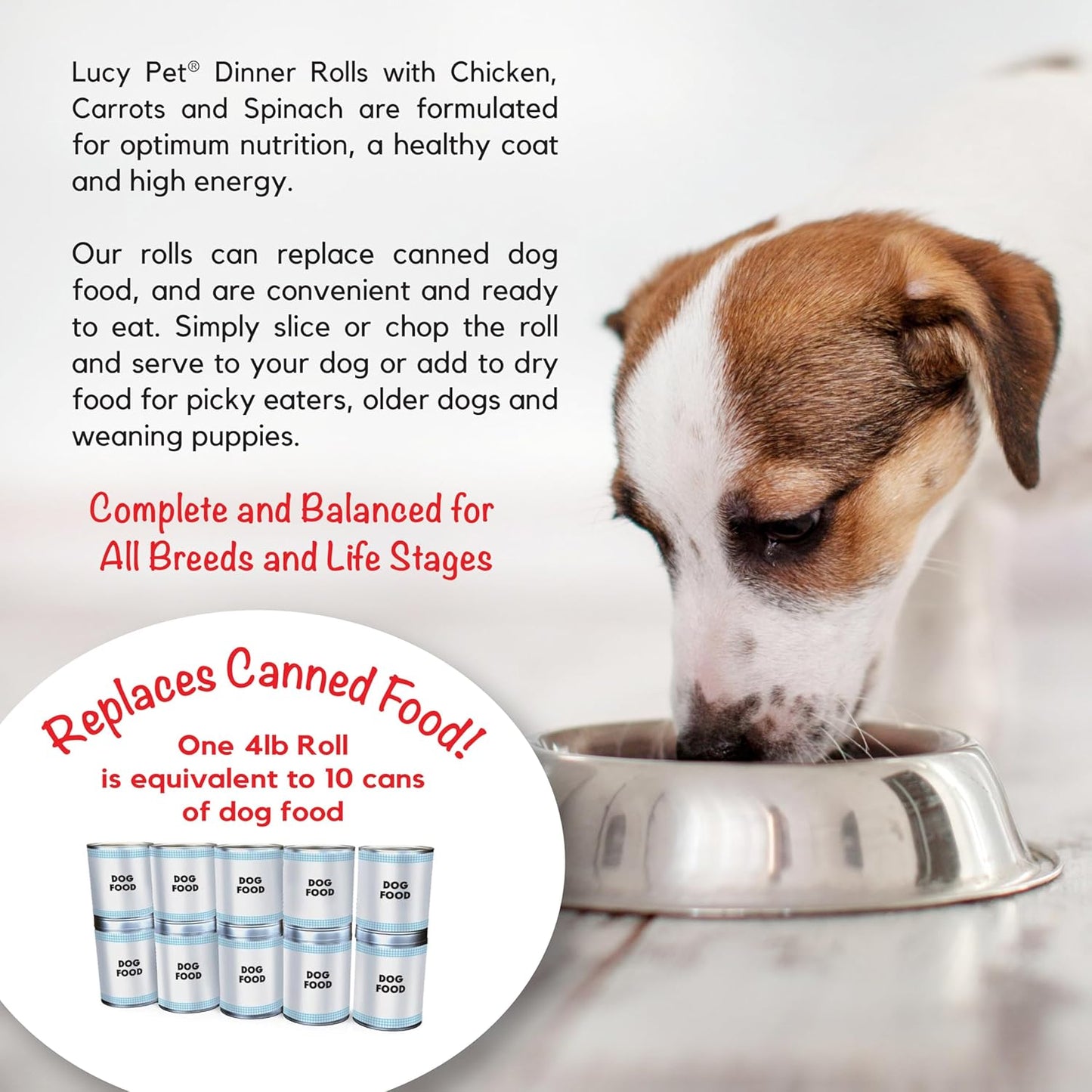 Lucy Pet Dinner Rolls-Mom's Meatloaf Chicken with Carrots and Spinach 4lb