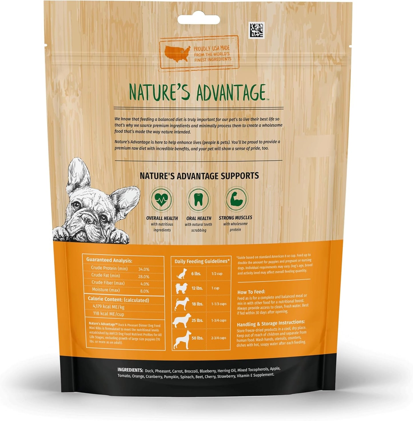 Nature's Advantage Freeze-Dried Raw Duck & Pheasant Dinner Dog Food Mini Nibs, 14 oz | Grain Free, High Protein Nutrition