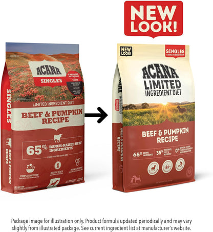 ACANA Singles Limited Ingredient Grain Free High Protein Dry Dog Food Beef & Pumpkin Recipe 4.5lb Bag