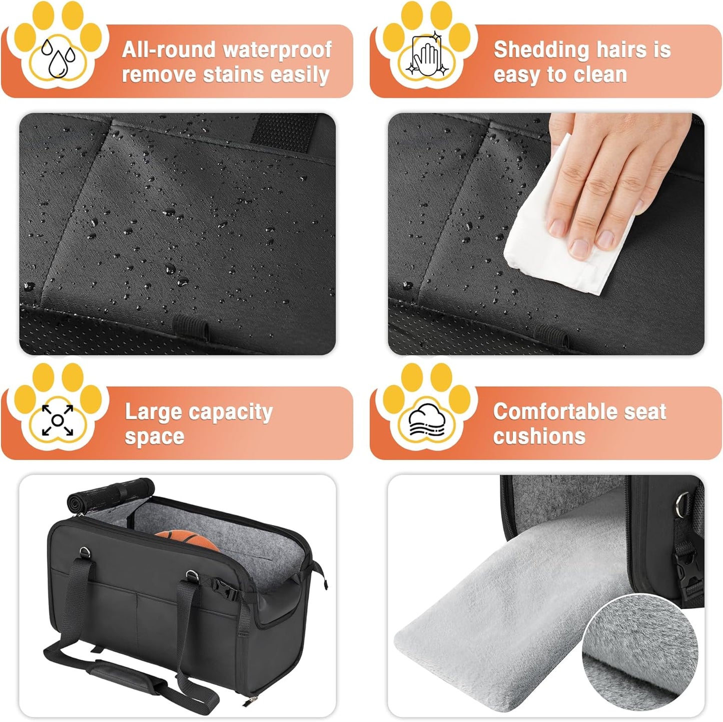 WOYYHO 18 lbs Console Dog Car Seat Luxury Center Console (Width >9in) Dog Car Bed Carseat with Soft Cushion and Safety Belt, Easy Install Stable No Shaking, Waterproof Anti-Slip PU Leather