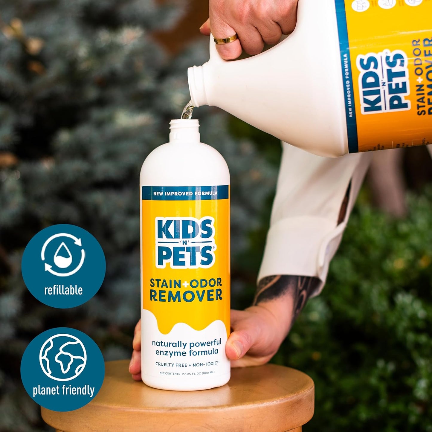 KIDS 'N' PETS Instant All-Purpose Stain & Odor Remover Permanently Eliminates Dog Pee, Cat Urine, Other Smells, Spots from Home Carpet, Couch, Furniture, Mattress, Fabric. Non-Toxic, Child Safe - 27oz
