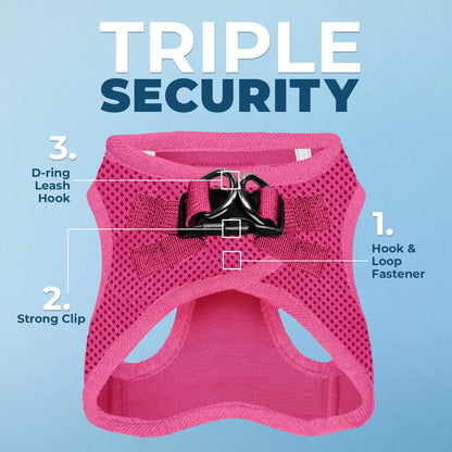 Best Pet Supplies Voyager Step-in Air Harness - All Weather Mesh, Reflective, No Pull Harness for Dogs, Cats - Secure with Hook & Loop Fastener, Buckle, Double D-Rings - Fuchsia, XS