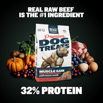 Bully Max Dog Food & Treats Bundle - 25/11 High Protein, Low Fat Dry & 26/12 Wet Dog Food (2 lb.) + Premium Training Treats – Lean Muscle, Healthy Weight Management & Complete Nutrition for All Breeds