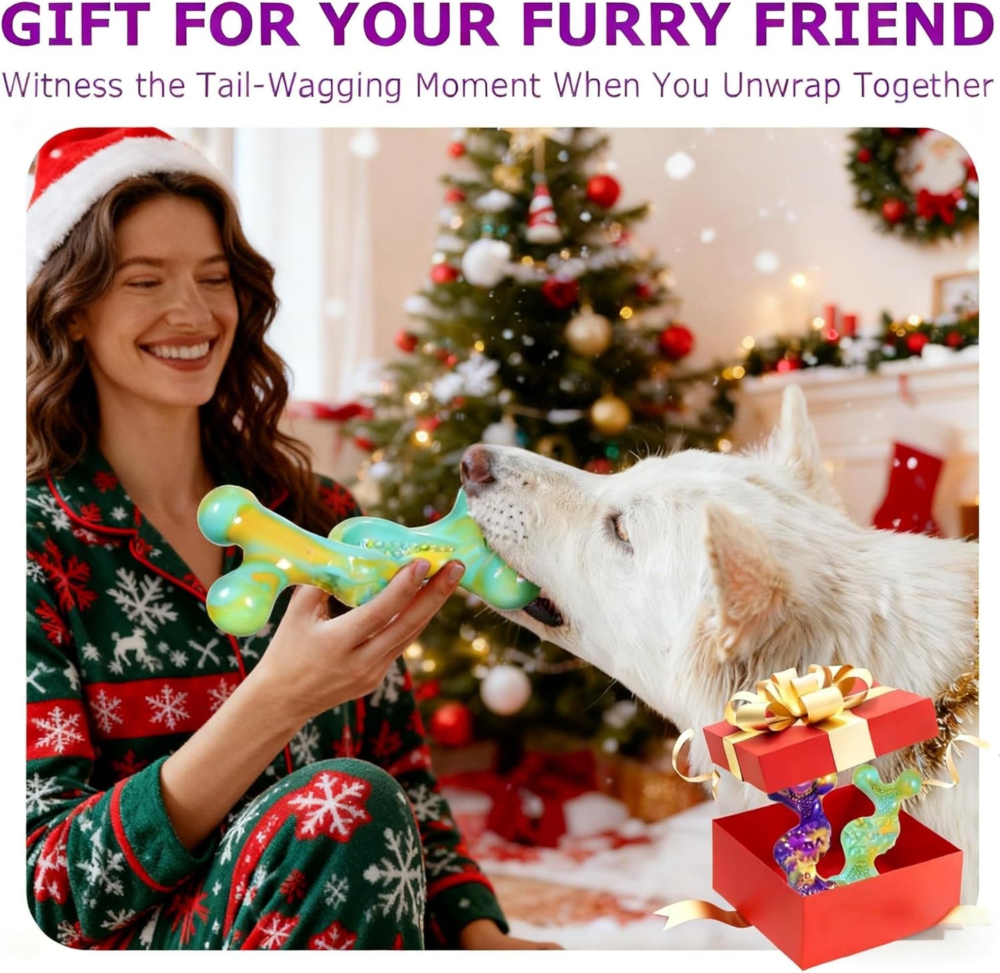 Dog Toys for Aggressive Chewers: 2 Pack Tough Dog Toy for Medium & Large Dogs Weighing 20-70 lbs, Indestructible Dog Chew Toys, Long-Lasting Dog Bones for Large Breed, Keeps Them Busy