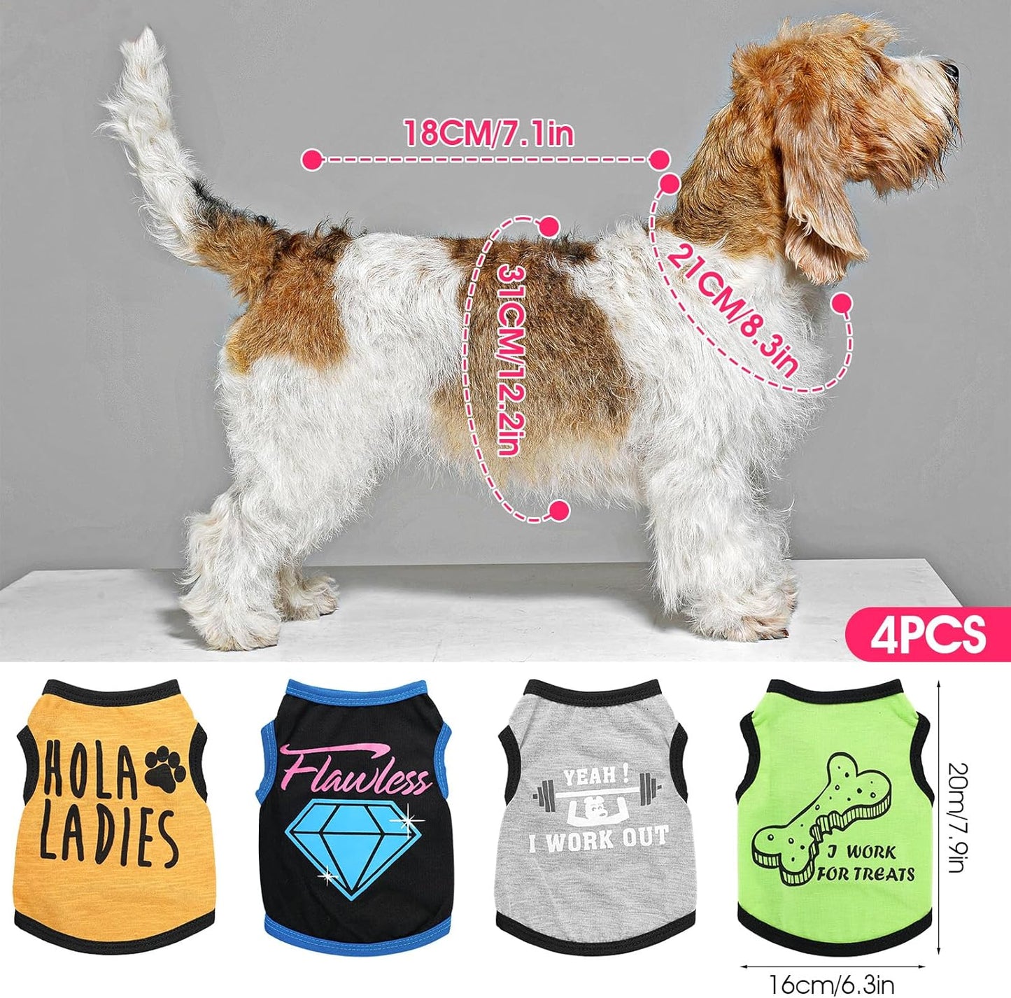 4 Pcs Chihuahua Clothes Cute Boy Dog Shirts for Small Dogs Soft Comfortable Black XXS Dog Clothes Pet Clothing Shirt for Teacup Dogs Yorkies Puppy Kitten