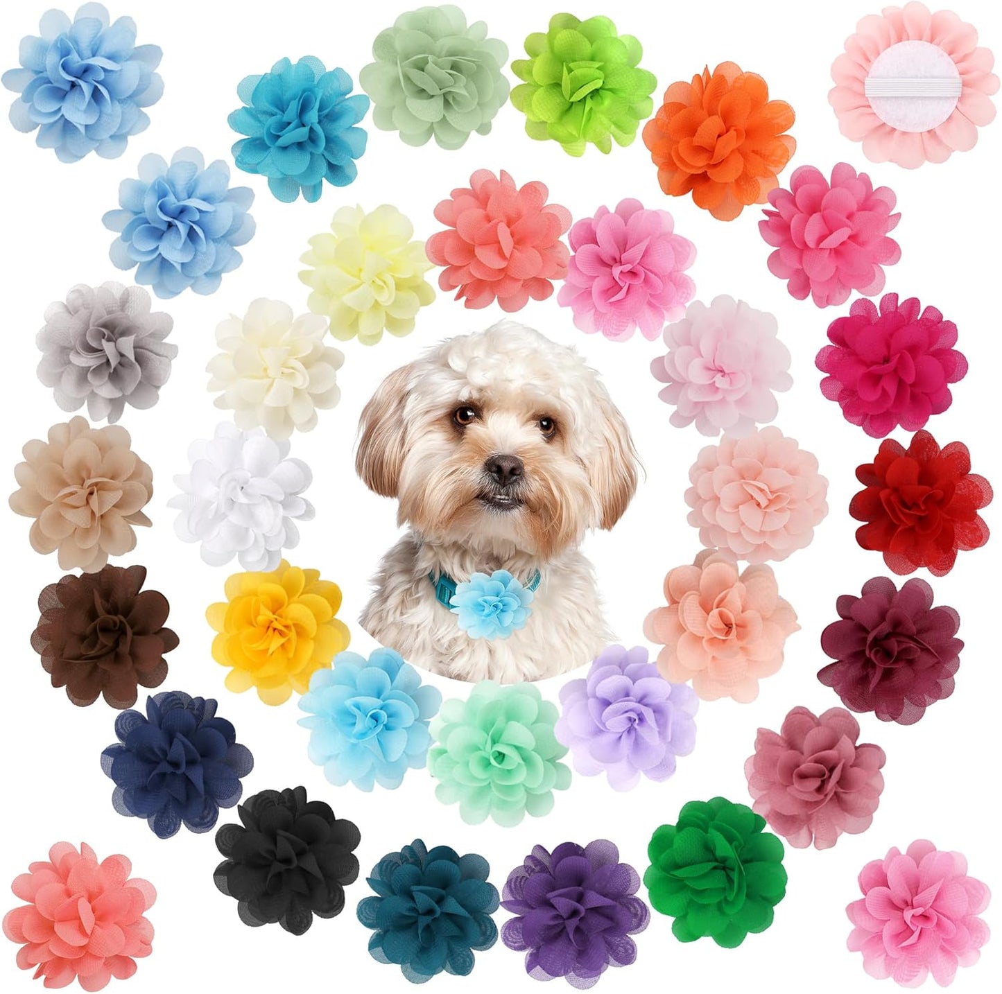 Yxiang Dog Collar Flowers Bulk Pet Flower Bow Ties Multi-Color Dog Charms Flower for Cat Puppy Dog Collar Grooming Accessories