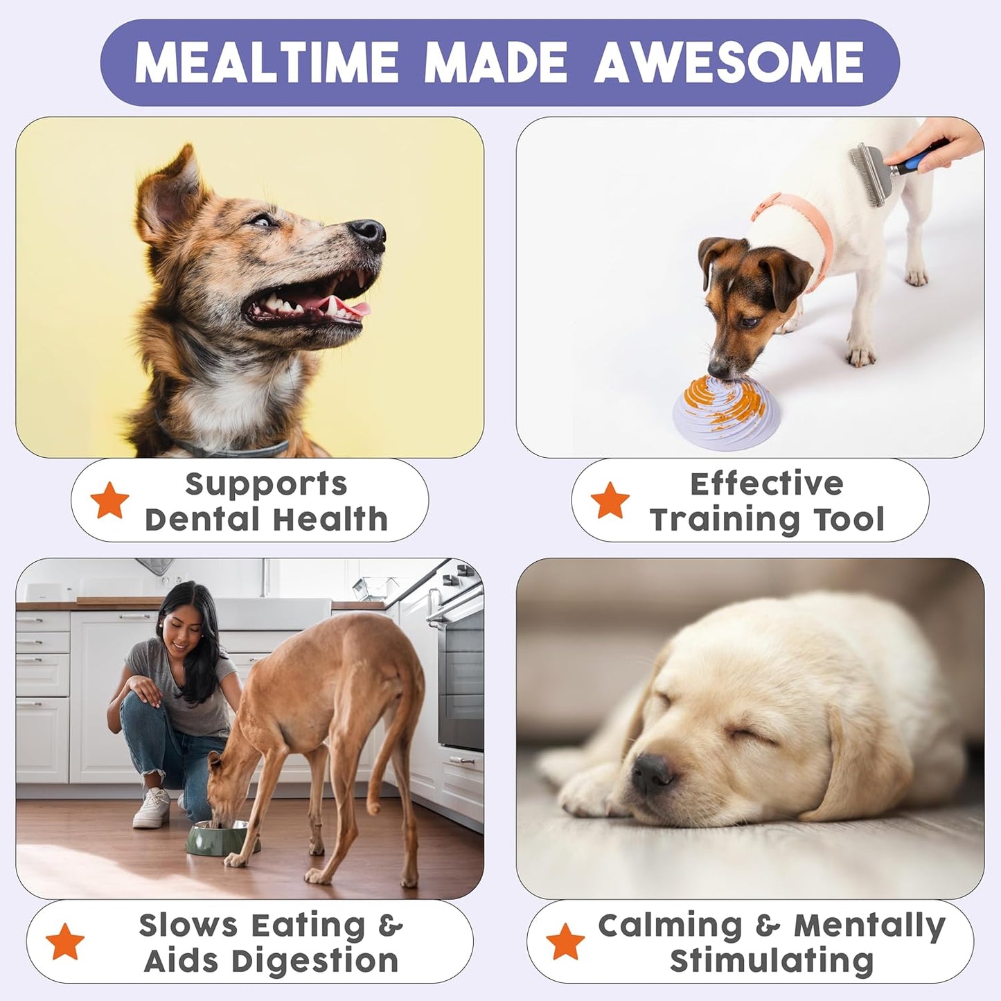 Awoo Wobbowl - Silicone Dog Lick Mat and Slow Feeder Bowl - Dishwasher Safe Pet Dish - Extends Mealtime for Fast Eaters & Reduces Anxiety - for Wet & Dry Food (Almond)