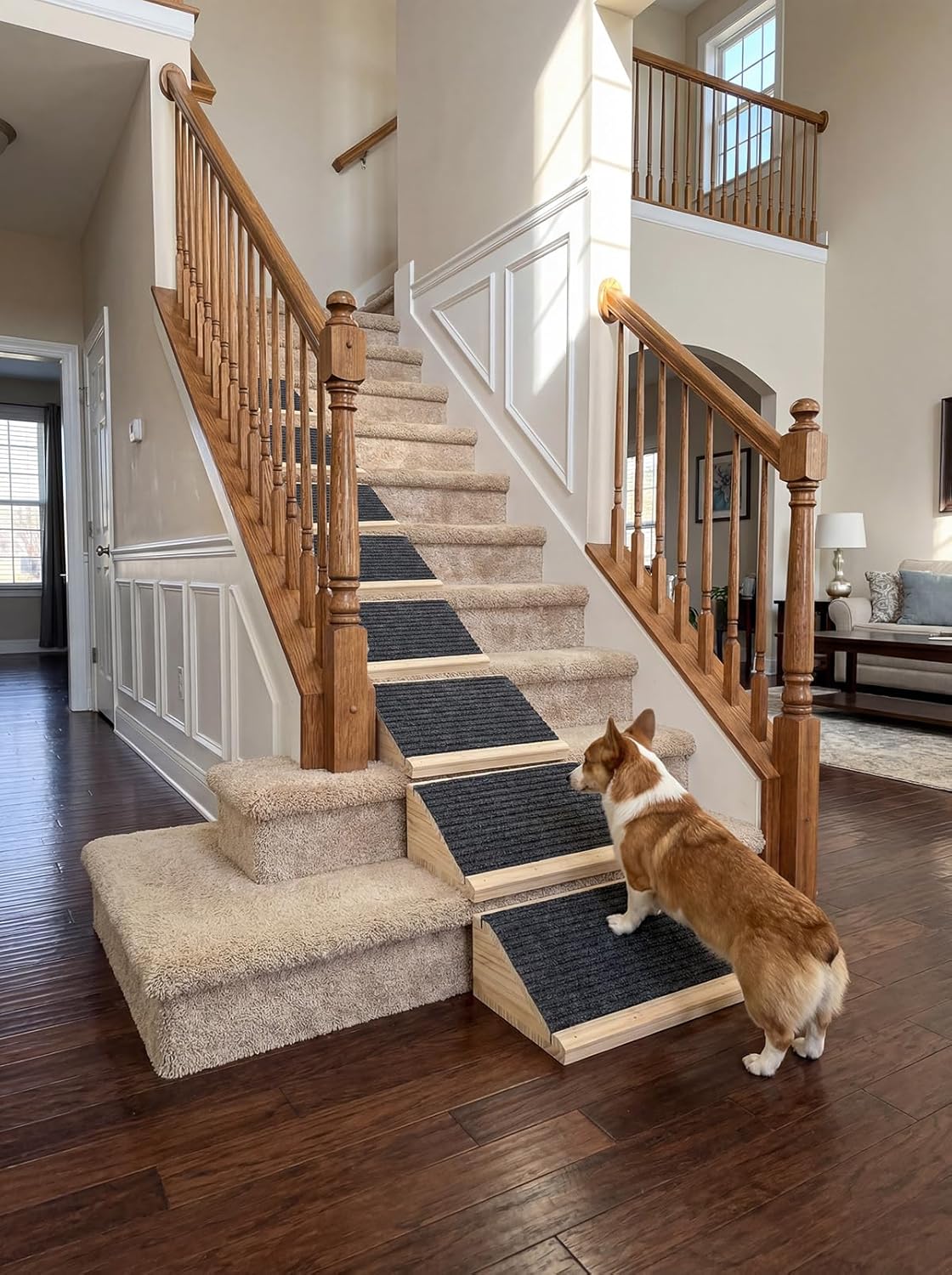 Dog Ramp for Stairs, Non-Slip Dog Stairs, Low-Angled Pet Ramps for Small Dogs and Cats, Medium Dogs, Step and Stair Assist for Injured and Older Pets, 2 Pack