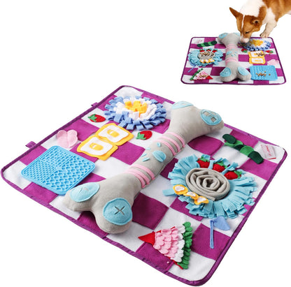 Soft Snuffle Mat for Dogs Large Breed & Lick Pad, Keeps Pets Busy, Comfortable Sniff & Enrichment Mat to Lay On, Puzzle Toy with Lots of Games, Anti-Slip & Washable, Slows Down Feeding