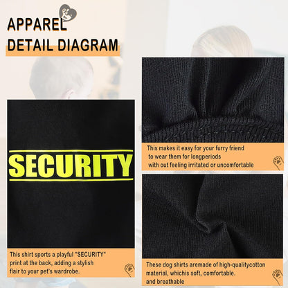 Discover Cozy Cotton Canine Wear: Soft, Lightweight, and Breathable Dog Shirt Vest with Eye-Catching Graphics(Security), Keeping Your Furry Friend Warm and Comfy! Black M