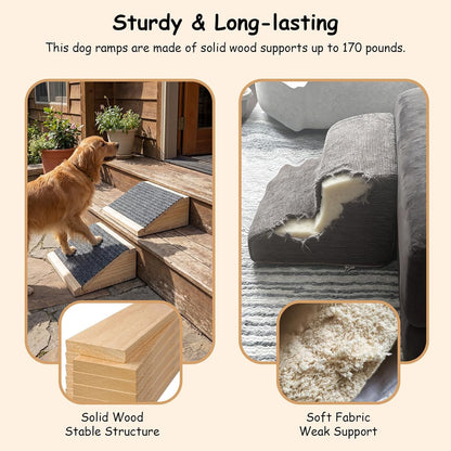 Dog Ramp for Stairs, Non-Slip Dog Stairs, Low-Angled Pet Ramps for Small Dogs and Cats, Medium Dogs, Step and Stair Assist for Injured and Older Pets, 2 Pack