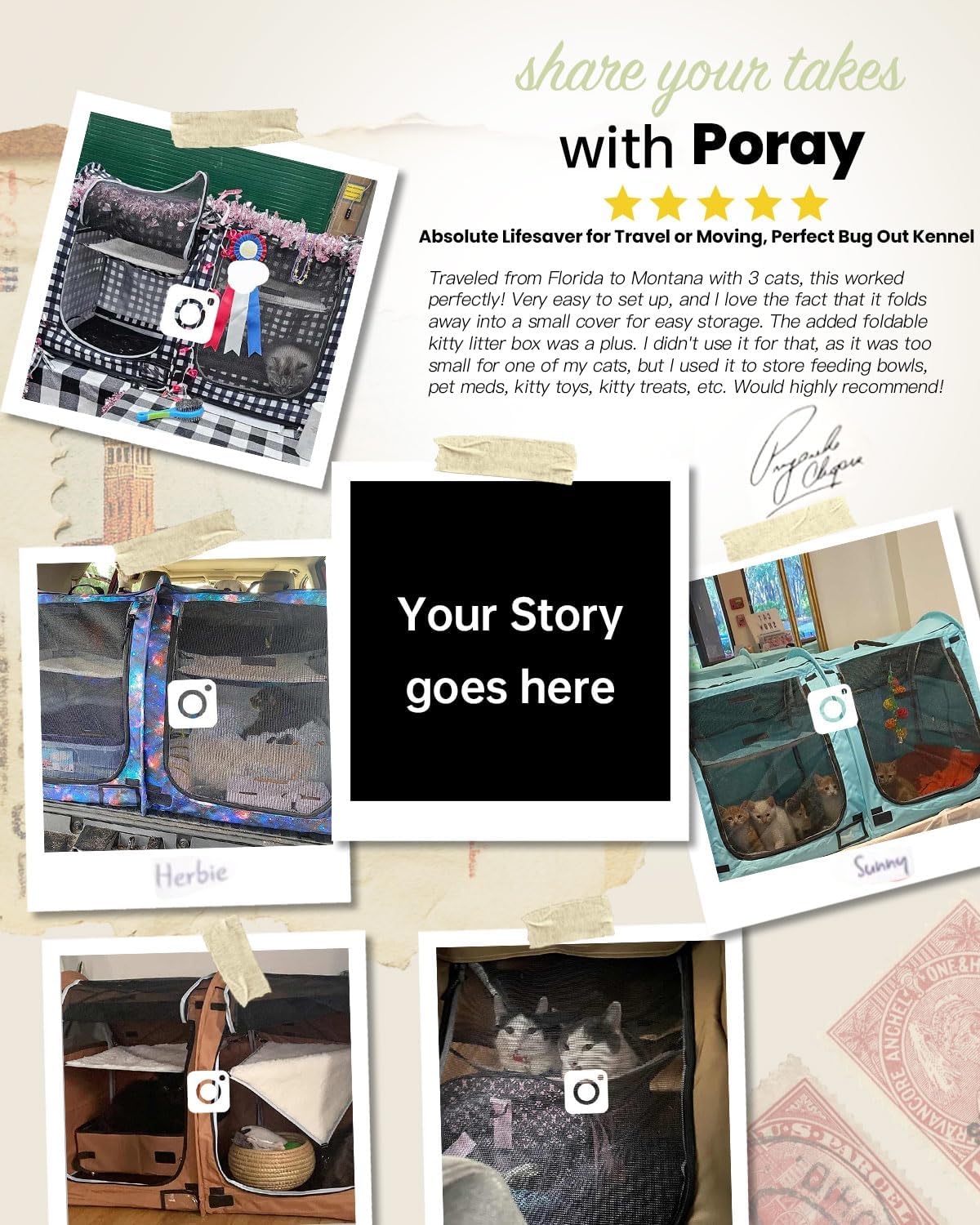 Portable Twin Compartment Show House Cat Cage Condo,Comfy Puppy Home Dog Travel Crate with Carry Bag,2 Hammocks and Mats & Collapsible Litter Box and Water Bottle