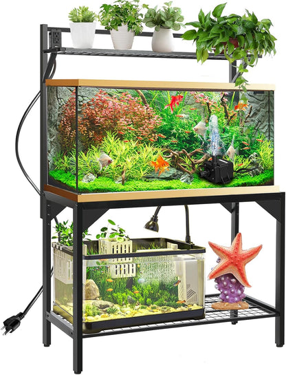 40-50 Gallon Fish Tank Stand, Aquarium Stand with Power Outlets,36.6" x 18.5"Tabletop, Thickened Metal Frame, Reptile Tank Stand for Home Office, Tank not Included