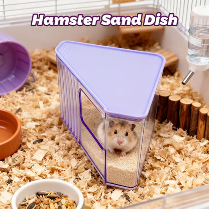 Hamster Toilet Sand Bath Box,Small Animal Bathroom & Digging Room Hamster Sand Bath Container Acrylic Critter's Sand Bath Shower Room Dwarf Syrian Rat Hideaway Gerbil, SyrianHamster,Guinea Pigs