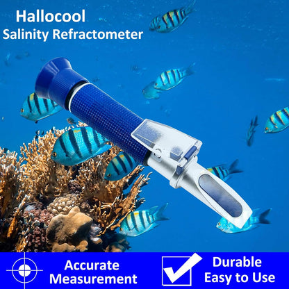 Salinity Refractometer for Aquarium Seawater Fishkeeping Dual Scale Saltwater Refractometer 0-100PPT & 1.000-1.070 Salinity Tester Hydrometer with Automatic Temperature Compensation