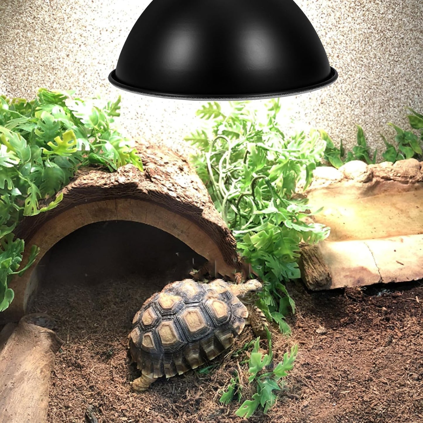 Reptile Heat Lamp Shade 8.5-Inch Dome Reflector with Black Exterior White Interior Coating for Reptile Tank Heating and Habitat Lighting Protection