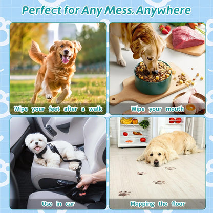 12 PCS Rinse Free Dog Shampoo Mitts, Waterless Dog Shampoo Mitts, Hypoallergenic Pet Bath Wipes Perfect for Dogs, Suitable for Daily Care and Travel