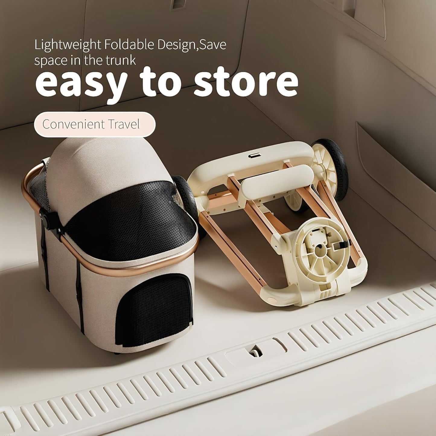 All-Terrain Pet Stroller for Small Medium Dogs & Cats, 30 lbs Capacity - Portable Carrier with One-Touch Brake, Lightweight Foldable Design & Shock Absorption Wheels,Black