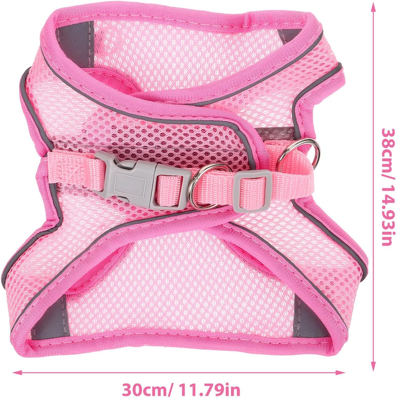 FRCOLOR Breathable Reflective Dog Harness with Leash Soft Mesh Pet Vest for Outdoor Walking One-Hand Operation Lightweight Style Pink S