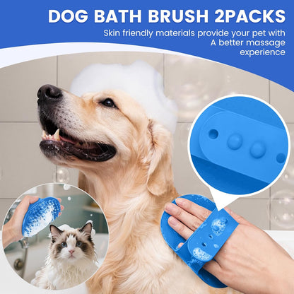 Double-Sided Pet Grooming Rake - 4-in-1 Professional Pet Grooming Kit, Deshedding Dematting Tool for Dogs, Cats, Extra-Wide Grooming Brush & Deshedder Comb for Long and Short Haired Pets (4PCS Blue)