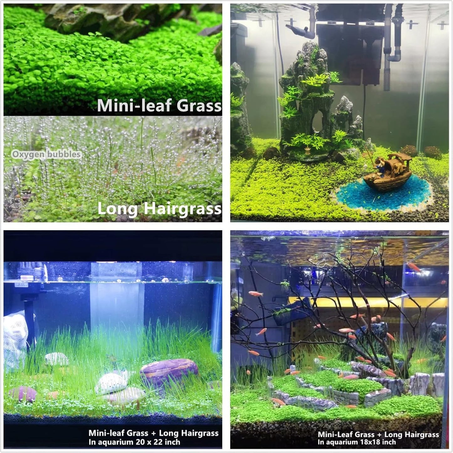 Aquarium Plant S.e,e,ds. not Fish Tank Aritificial Plastic Plant,10gram Mini-Leaf+8grame Long Hair Grass Fresh Water Carpet Decor