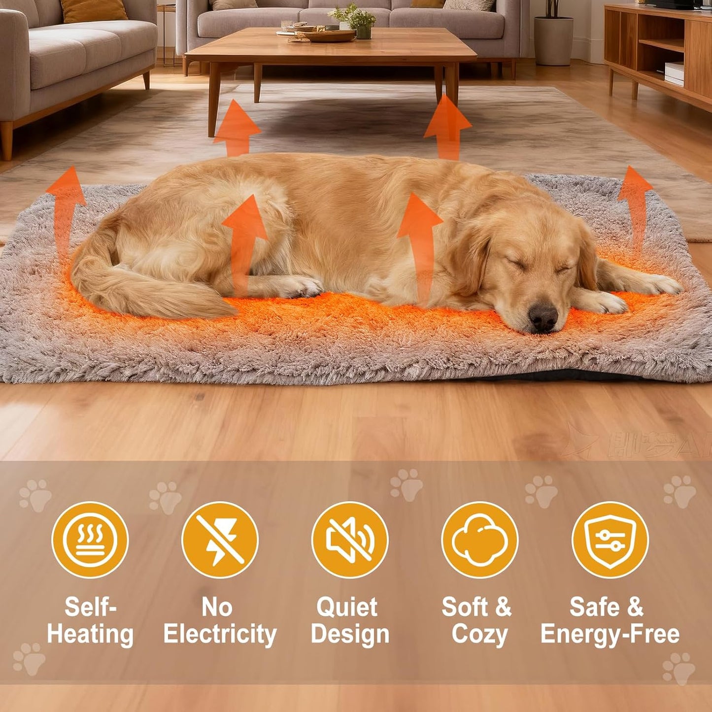 2 Pack Self Warming Dog Mats – 36"×24" Thermal Heating Pet Pads for Medium & Large Dogs, Soft Thick & Cozy for Extra Warmth, Washable, Non-Electric & Non-Slip Crate Beds for Indoor Outdoor Use