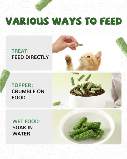 PAWUP Freeze Dried Chicken Cat Treats, Cat Grass Added, High-Fiber Hairball Care & Digestive Support Snacks for Indoor Cats, 3.8oz