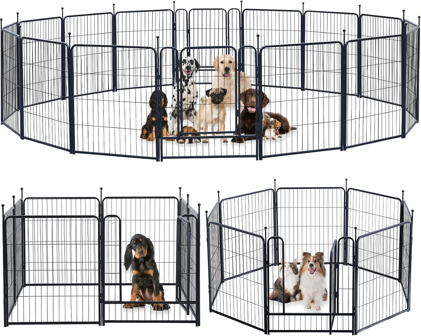 Dog Playpen Portable Outdoor Dog Fence, Dog Playpen for Large/Medium/Small Dogs, Dog Fences for The Yard with Doors Foldable Metal