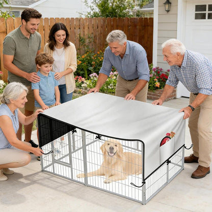 Dog Kennel Cover, 210D Oxford Tarp, Waterproof Privacy Enclosure for Large Outdoor Crates, Patio Picnic Camping Backyard Shade Protection Weather Shield, Sturdy Build for Daily Outdoor Use