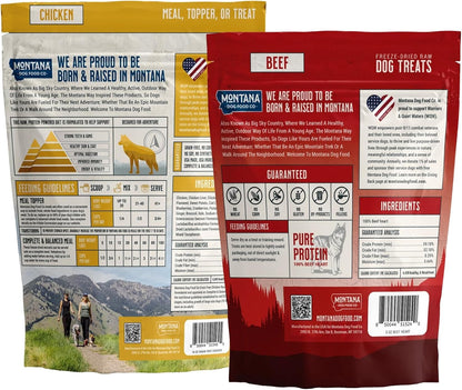 Chicken Dog Food and Beef Dog Treat Adventure Fuel Bundle - 16 oz Freeze-Dried Raw Food with Single Ingredient Training Snacks