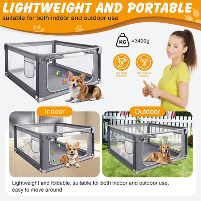48x48x26 Inch Dog Playpen for Puppies and Small Dogs, Foldable Portable Indoor/Outdoor Pet Fence with Gate,Dog Play Enclosure