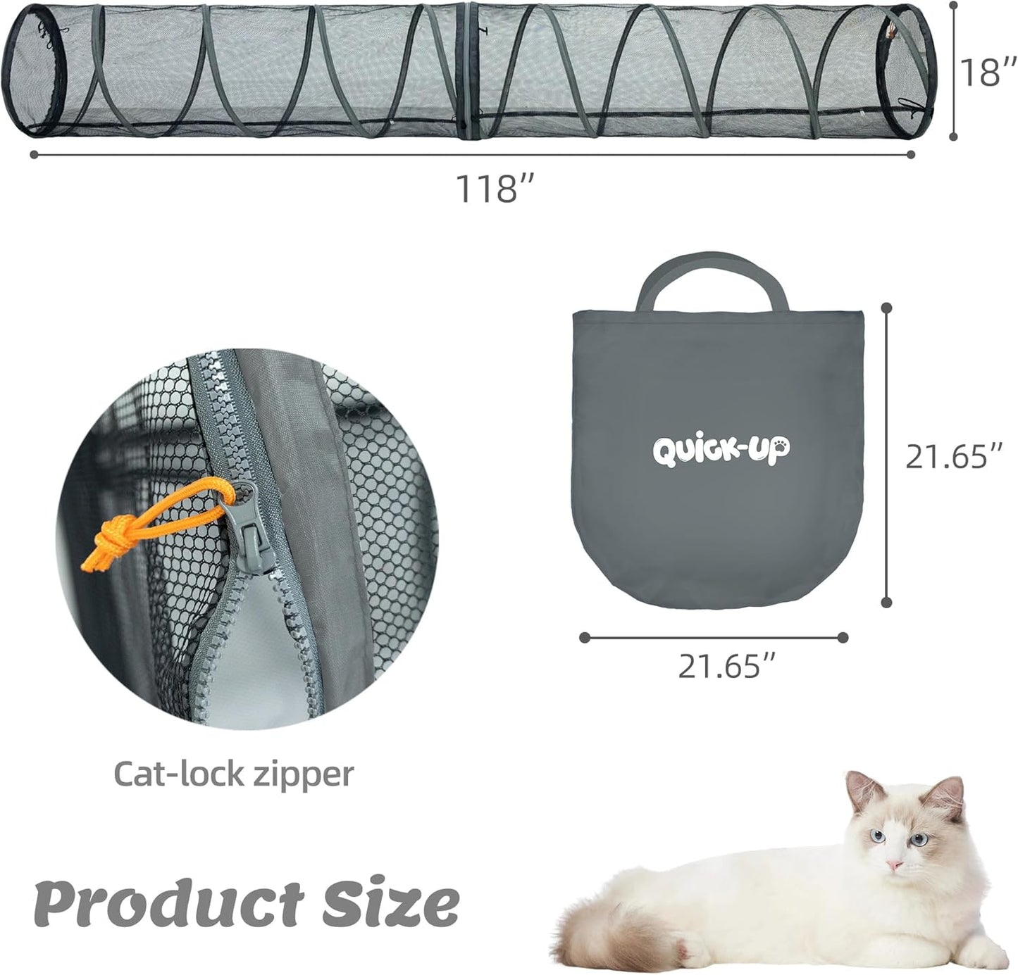Catio Outdoor Cat Enclosure Combo for Indoor and Outdoor,3 Tier Cage Inside, Pop up Catio,Portable and Foldable(Includes one cat Tower Tent,one Tunnel and a cage) + cat Tunnel(2 Packs)