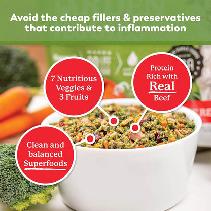 Dr. Harvey's Beef & Garden Veggies Dog Food, Human Grade Grain-Free Dehydrated Food for Dogs with Freeze-Dried Beef (5 Pounds)