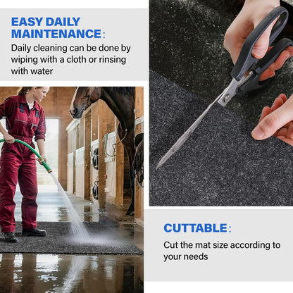 4 x 6ft Horse Stable Mat Lightweight Floor Mat,Cuttable & Back Non-Slip Design Mat for Horses Livestock,Durable & Water Absorbent Stable Mats,Keep Floor Dry & Clean