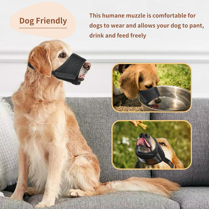 HEELE Dog Muzzle,Soft Nylon Muzzle Anti Biting Barking Chewing,Air Mesh Breathable Drinkable Adjustable Loop Pets Muzzle for Small Medium Large Dogs 4 Colors 4 Sizes (Black, M)