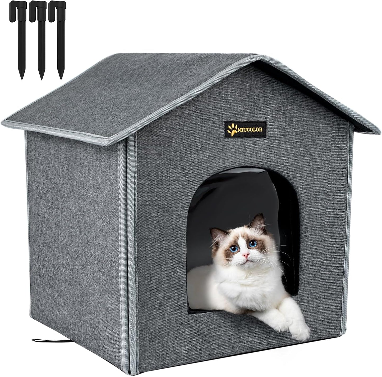 MIU COLOR Large Outdoor Cat House, Upgraded Aluminum Foil Material, Weatherproof Elevated Shelter & Outdoor Cat House, Small Weatherproof Cat Houses