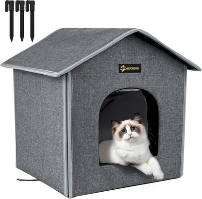 MIU COLOR Large Outdoor Cat House, Upgraded Aluminum Foil Material, Weatherproof Elevated Shelter & Outdoor Cat House, Small Weatherproof Cat Houses