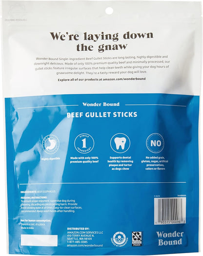 Amazon Brand - Wonder Bound Beef Gullet Sticks Dog Treats, 5-6 Inch, Pack of 25, Highly Digestible, Minimally Processed, 7.05 Ounce, 25 Count (Pack of 1)